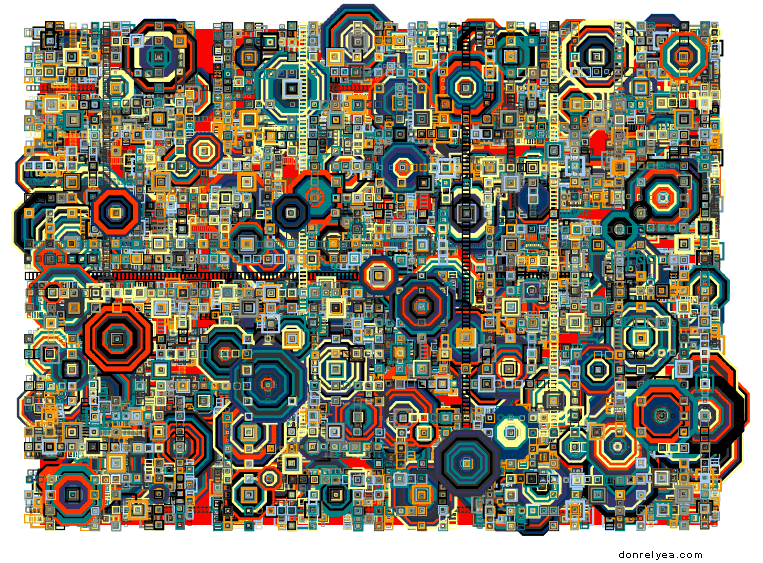  experiments with different color combinations and geometric patterns 