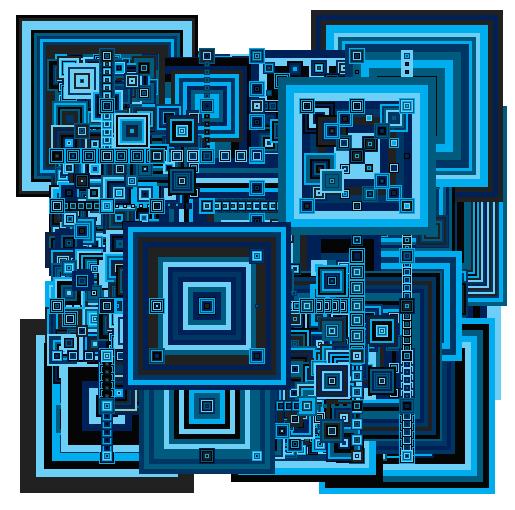 hilbert space filling curve art  Blue Recursive